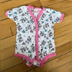 Vintage 90s Little Miracles flowers and cows print infant onesie pink‎ trim